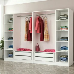 Dressing design 6 portes en verre noir & cadre blanc BYRON