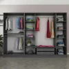 Dressing design 6 portes verre noir & cadre anthracite BYRON