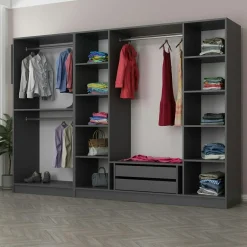Dressing design 6 portes verre noir & cadre anthracite BYRON