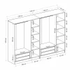 Dressing design 6 portes, verre noir & cadre anthracite BYRON