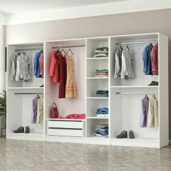 Dressing design XXL 5 penderies, blanc & verre noir BYRON