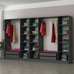 Dressing design XXL verre noir, cadre anthracite BYRON