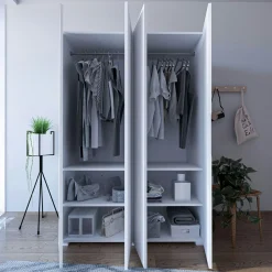 Dressing double blanc 4 portes 2 penderies 120 cm BYRON