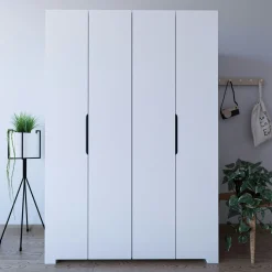 Dressing double blanc 4 portes 2 penderies 120 cm BYRON