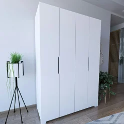 Dressing double blanc 4 portes 2 penderies 120 cm BYRON