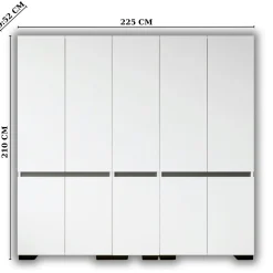 Dressing double blanc, 5 portes et 2 tringles BYRON