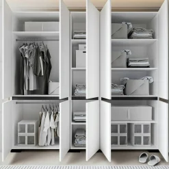 Dressing double blanc, 5 portes et 2 tringles BYRON
