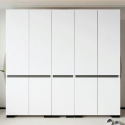 Dressing double blanc, 5 portes et 3 tringles BYRON