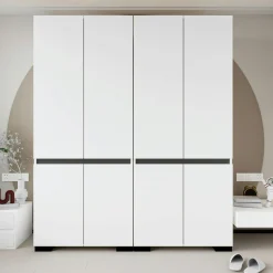 Dressing double blanc, 4 portes et 3 tringles BYRON