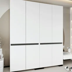 Dressing double blanc, 4 portes et 3 tringles BYRON