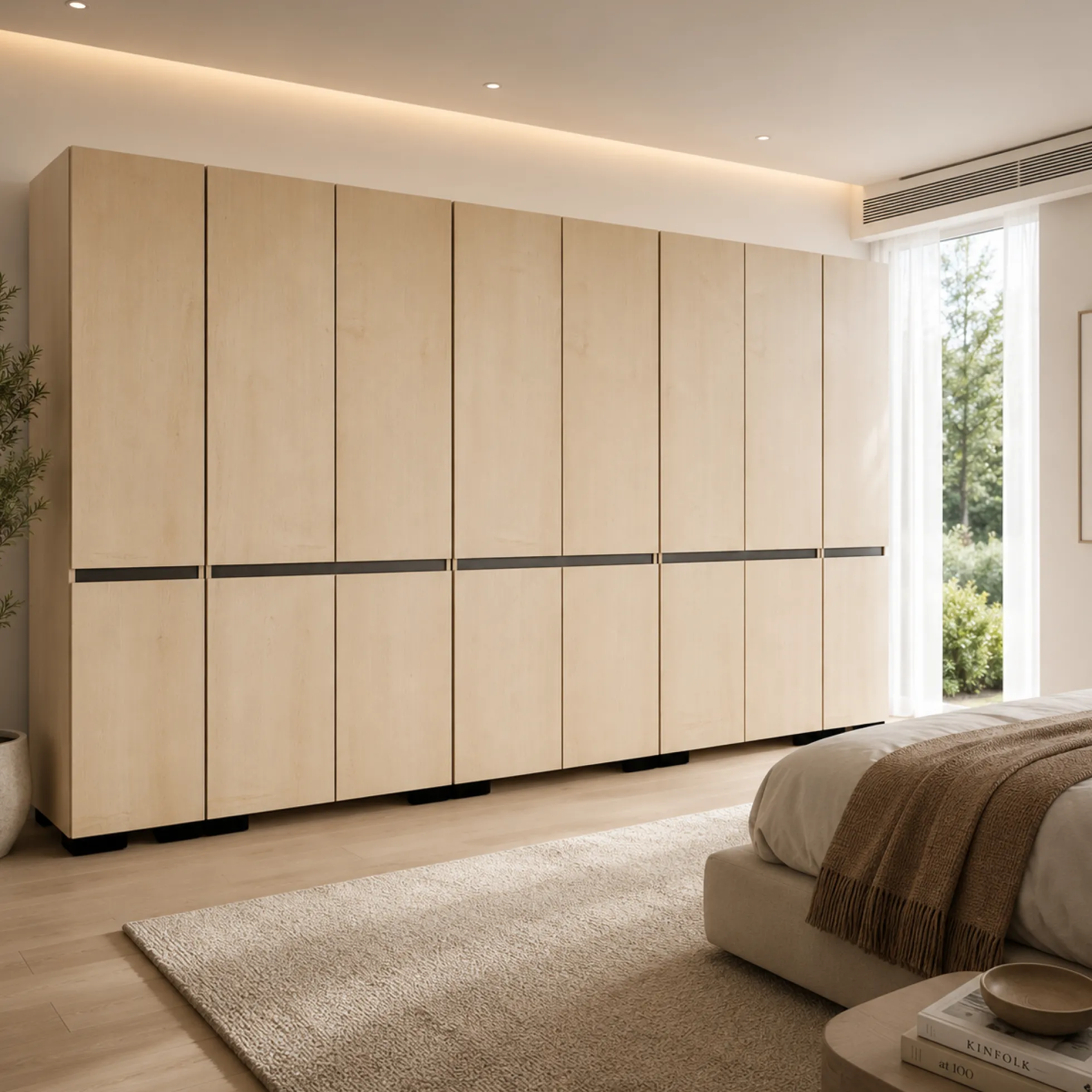 Dressing 16 portes décor chêne et anthracite 360 cm BYRON