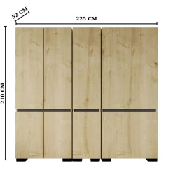 Dressing 10 portes décor chêne et anthracite 225 cm BYRON