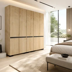 Dressing 10 portes décor chêne et anthracite 225 cm BYRON