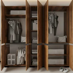 Dressing 10 portes décor noyer et anthracite 225 cm BYRON