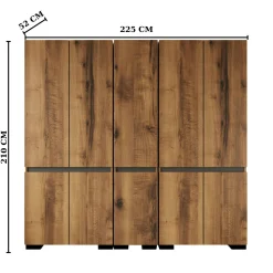 Dressing 10 portes 2 tringles décor noyer et anthracite 225 cm BYRON