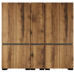 Dressing 10 portes 2 tringles décor noyer et anthracite 225 cm BYRON