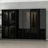 Dressing 6 portes verre, 2 tiroirs & cadre anthracite BYRON