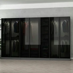 Dressing XXL 5 penderies, anthracite et verre noir BYRON