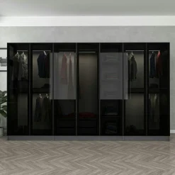 Dressing XXL 5 penderies, anthracite et verre noir BYRON