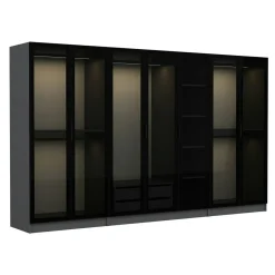 Dressing XXL 5 penderies, anthracite et verre noir BYRON