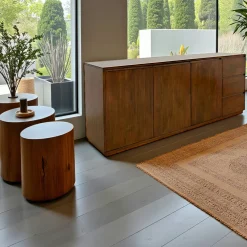 Enfilade / Buffet long Hévéa 3 portes, 3 tiroirs 220x50x90cm BALTIC