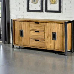 Enfilade en teck naturel 4 portes 3 tiroirs 186x88x45cm CANADA