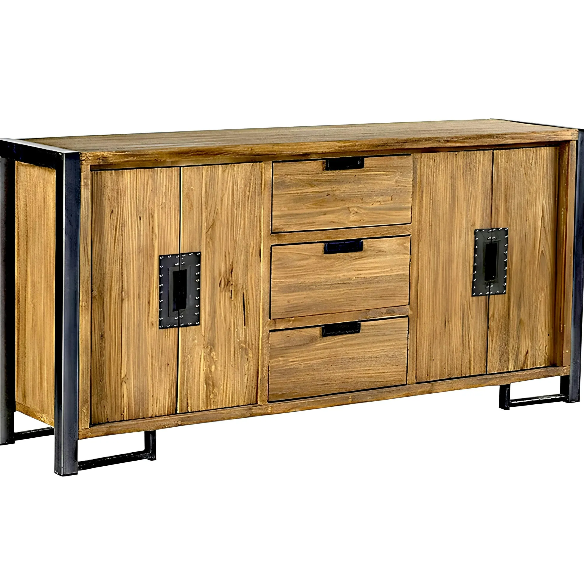 Enfilade en teck naturel 4 portes 3 tiroirs 186x88x45cm CANADA