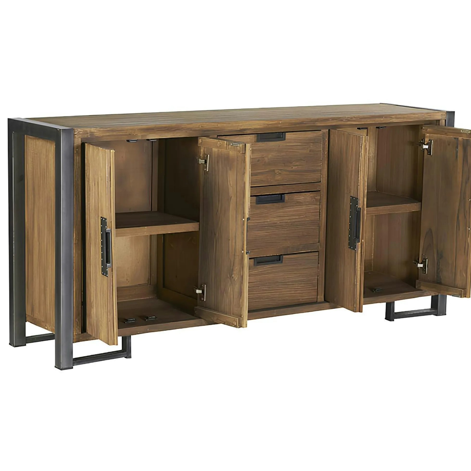 Enfilade en teck naturel 4 portes 3 tiroirs 186x88x45cm CANADA