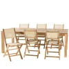 Ensemble de jardin extérieur grande table rectangle en teck 6 chaises ALERIA