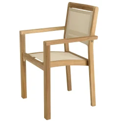 Ensemble de jardin extérieur table rectangle en teck 6 fauteuils ALERIA