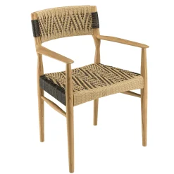 Ensemble de jardin Table carrée 4 fauteuils ecrus et noirsLUMIO