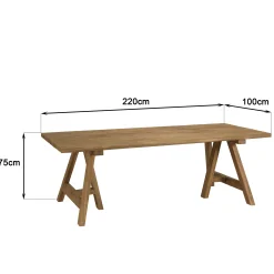 Ensemble de jardin table pieds en H et 6 chaises en rotin synthétique LUMIO