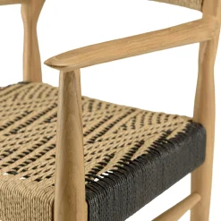 Ensemble de jardin Table ronde 4 fauteuils ecrus et noirsLUMIO