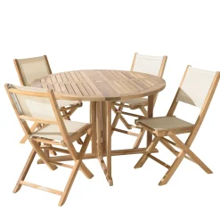 Ensemble de repas extérieur table ronde 4 chaises ALERIA