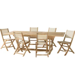 Ensemble de repas table rectangulaire 6 chaises en teck ALERIA