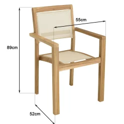 Ensemble de repas table rectangulaire 8 fauteuils en teck ALERIA