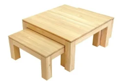 Ensemble de 3 tables basses hévéa HELENA