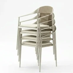 Ensemble repas de jardin 6 places en céramique beige RIO