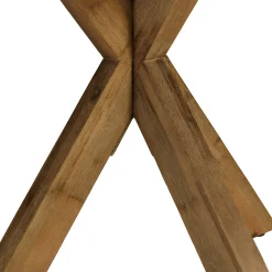 Ensemble table 240 cm et bancs effet béton marron pieds en bois d'acacia CALVI
