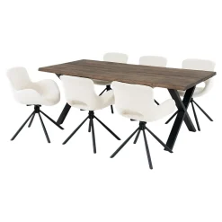 Ensemble table et chaises bouclette blanche (lot de 7 pièces) SAVONE