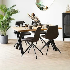 Ensemble table et chaises grises microfibre (lot de 5 pièces) BERLIN