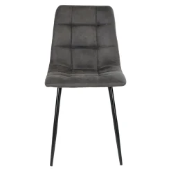 Ensemble table et chaises grises microfibre (lot de 7 pièces) SAVONE