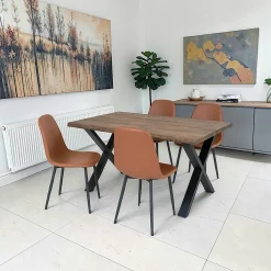 Ensemble table et chaises marron microfibre (lot de 5 pièces) SAVONE