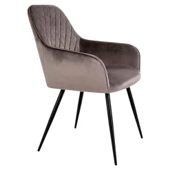 Ensemble table et chaises velours marron (lot de 7 pièces) SAVONE