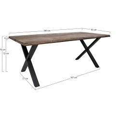 Ensemble table et chaises velours marron (lot de 7 pièces) SAVONE