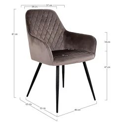 Ensemble table et chaises velours marron (lot de 7 pièces) SAVONE