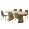 Ensemble table et chaises vertes bouclettes (lot de 9 pièces) AMSTERDAM