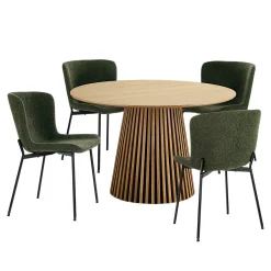 Ensemble table et chaises vertes bouclette (lot de 5 pièces) AMSTERDAM