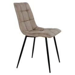 Ens. table ronde blanche + 4 chaises microfibre marron OTTA