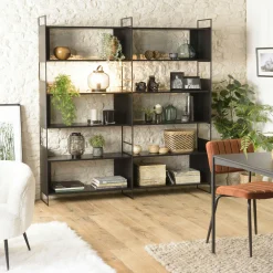 Etagère bois noir et métal 10 niches CORUMBA